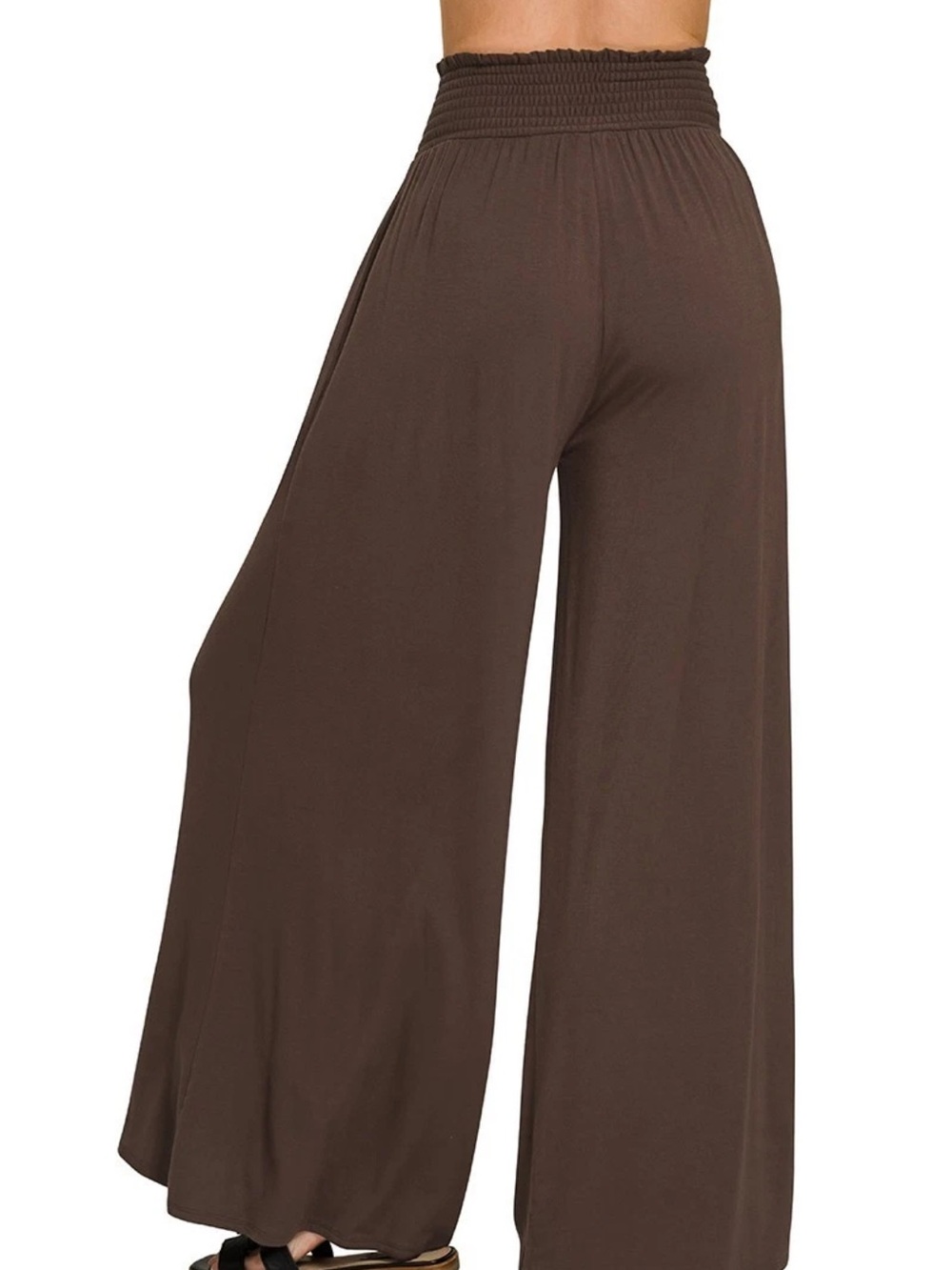 2 Piece Zenana Outfit Dark Brown Palazzo Pants and Teal Tank - Picture 9 of 9